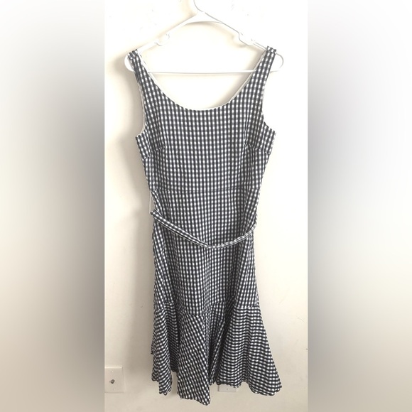 Milkmaid Coquette Gingham Midi Dress Ruffle Hem Tie Waist Academia Cottagecore - Picture 4 of 7